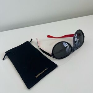 Dolce & Gabbana Red and Black Sunglasses with Black-Tinted Lenses